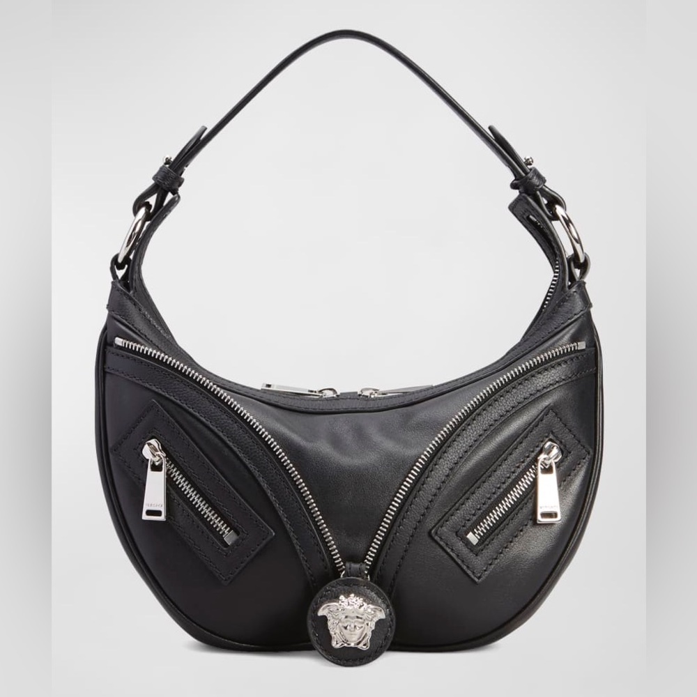 NWOT Versace Medium Medusa Zip Leather Hobo Shoulder Bag